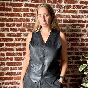 Vintage Modal Black Leather Vest